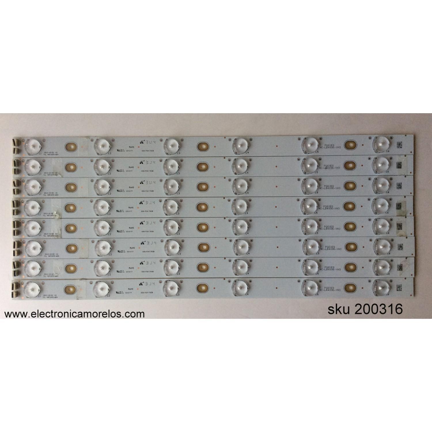 KIT DE LED PARA TV / TCL LVF400NDDL / LE40FHDE3010 / LE40FHDE3010TJAA / LE40FHDE3010TFAA / 4C-LB4006-YH3 / MODELO 08-40E3010-LPN003A / LVF400NDDL SJ9W07 V1